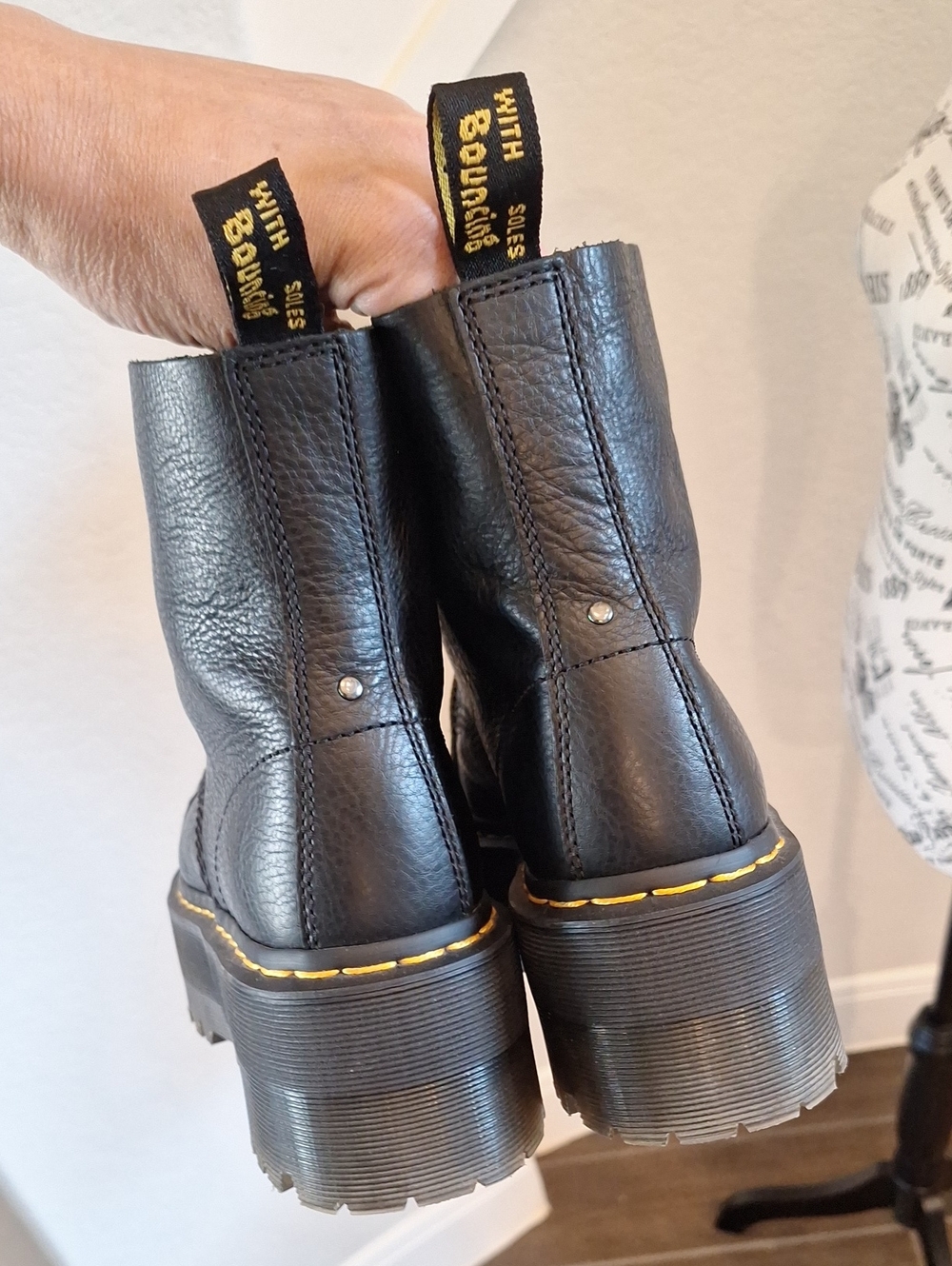 Dr. Martens Sinclair Max Platform Combat Boots Pisa Leather Black Size 7 - Picture 6 of 8